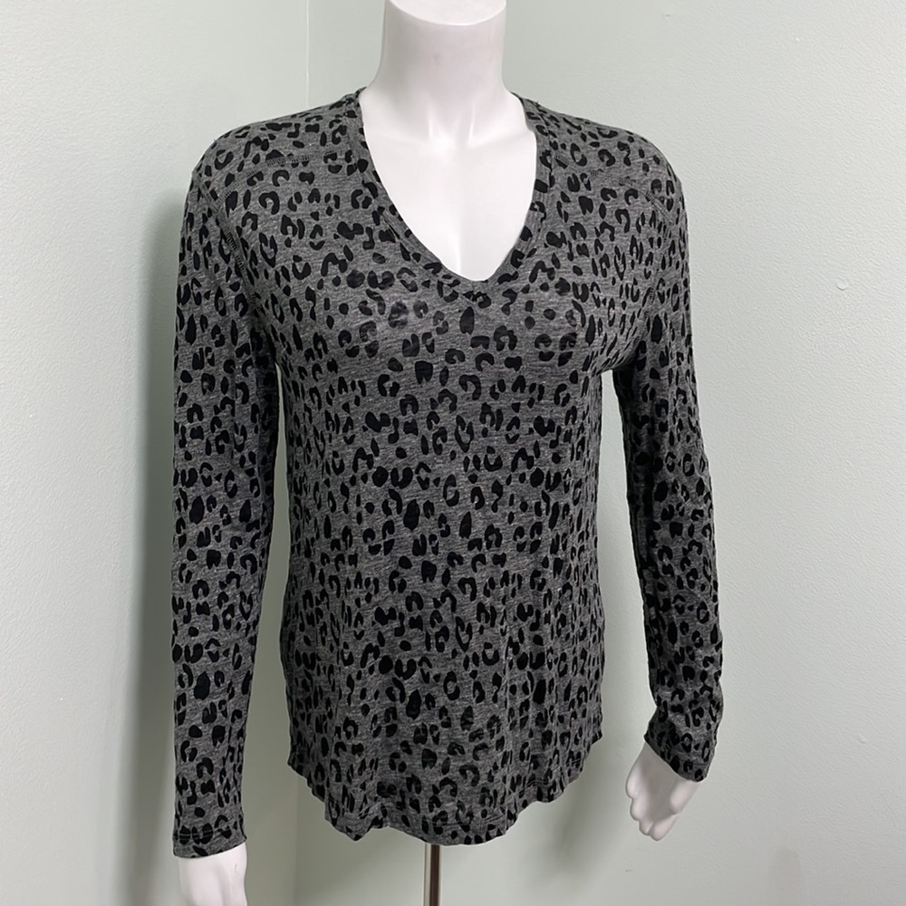 Rails Linen Charcoal Leopard Print Ls Tee Mobwife - image 4